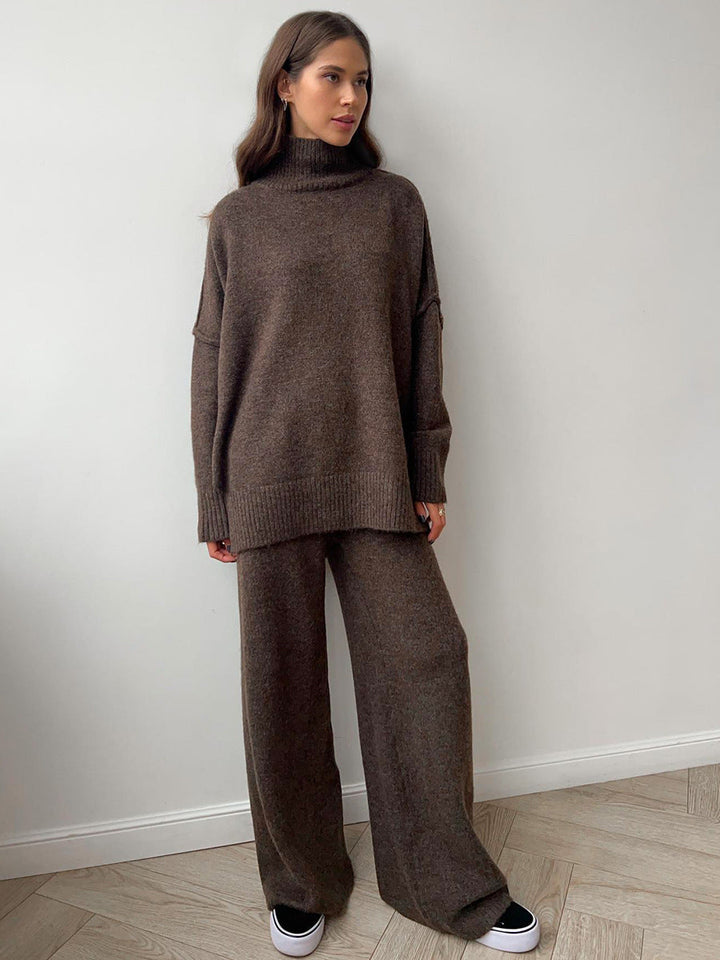 Women's Knitted Roll-Neck Jumper Set