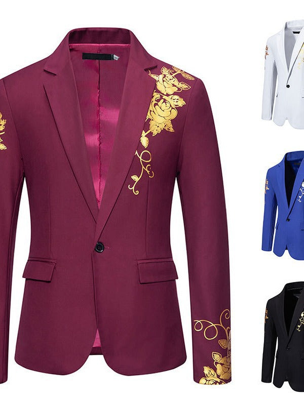 Men's Elegant Floral Design Blazer for Special Occasions