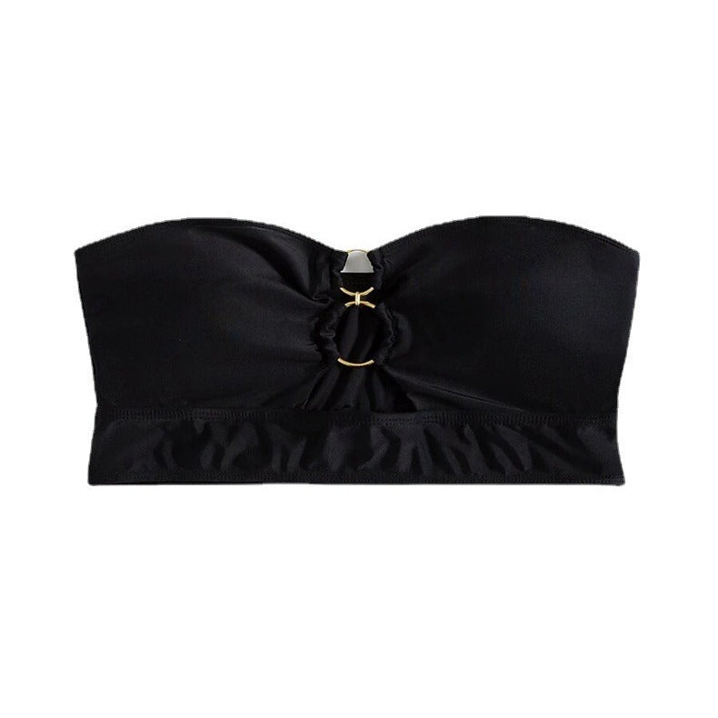 Women's Bandeau Bikini Top with Adjustable Ruffle Details EB