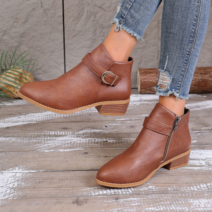 Women's Ankle Boots with Cushioned Insole and Convenient Zipper
