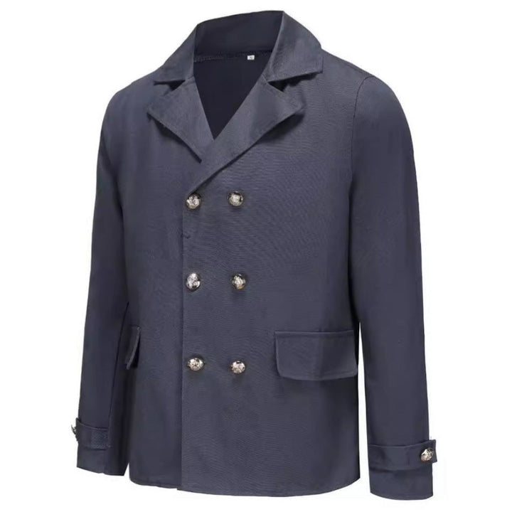 Timeless Men’s Double-Breasted Pea Coat with Durable Canvas