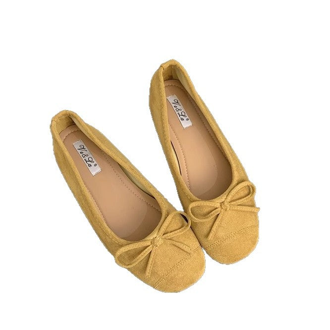 Ladies' Comfortable Ballet Flats with Decorative Bow Accent and Elastic Footbed EB