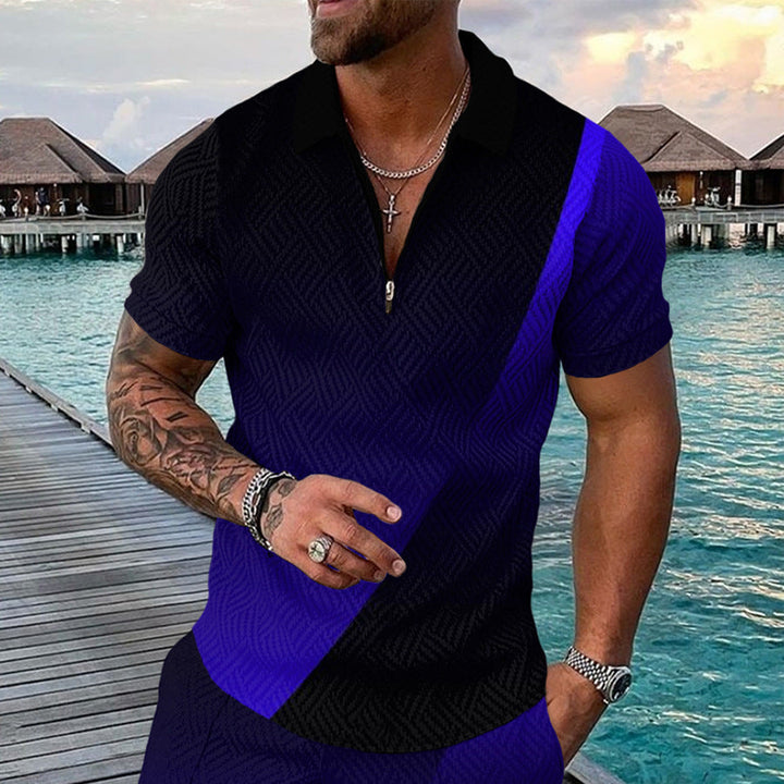Men's Elegant Short Sleeve Shirt with Decorative Patterns