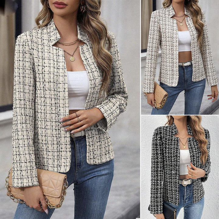 Women's Tweed Jacket with Fitted Cut and Open Design