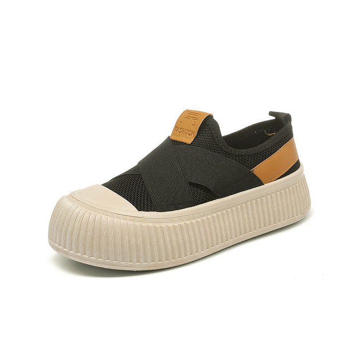 Women's Comfortable Slip-On Sneakers with Elastic Upper and Trendy Rubber Sole EB