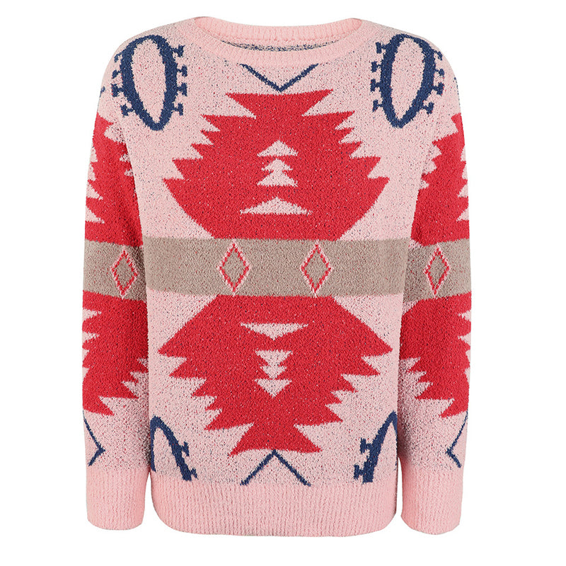 Casual Geometric Knit Pullover