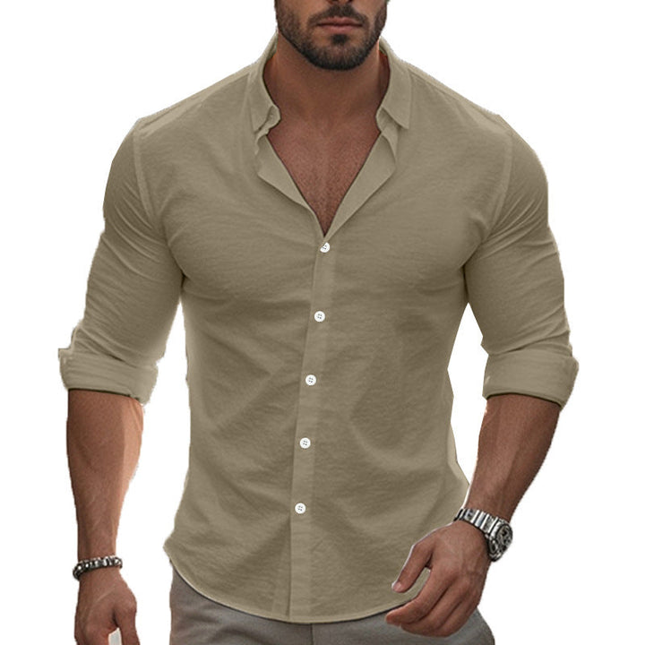 Men's Elegant Long Sleeve Shirt with Modern Collar