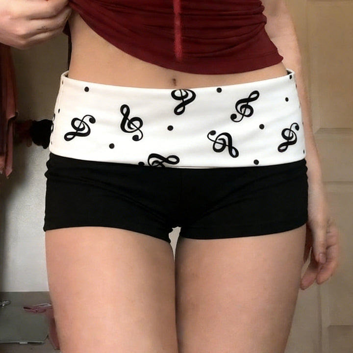 Women's Swim Shorts with Playful Musical Note Pattern and Comfortable Waistband EB