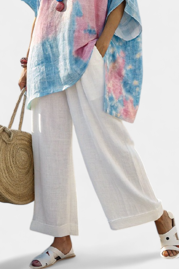 Vantrel | Comfortable Relaxed Linen Top & Striped Bamboo Pants