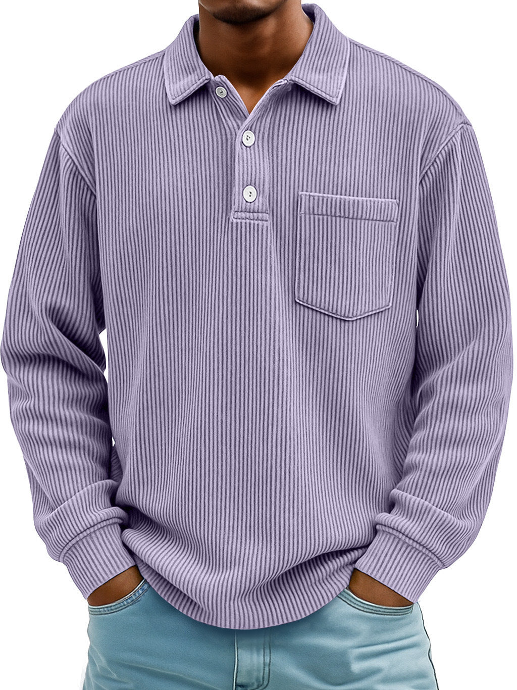 Men's Long Sleeve Casual Polo Shirt – Effortless Style & Comfort