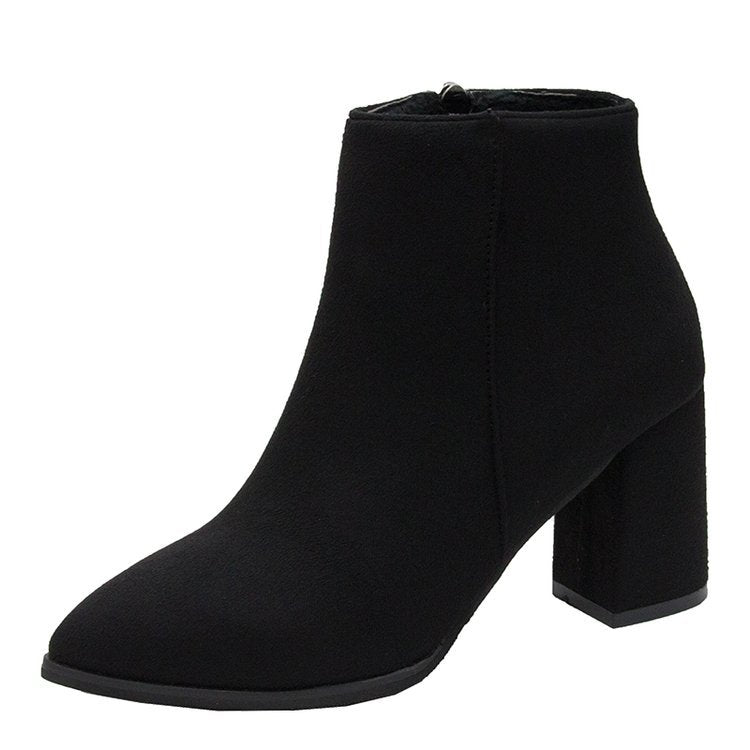 Women’s Ankle Boots with Block Heel and Zipper