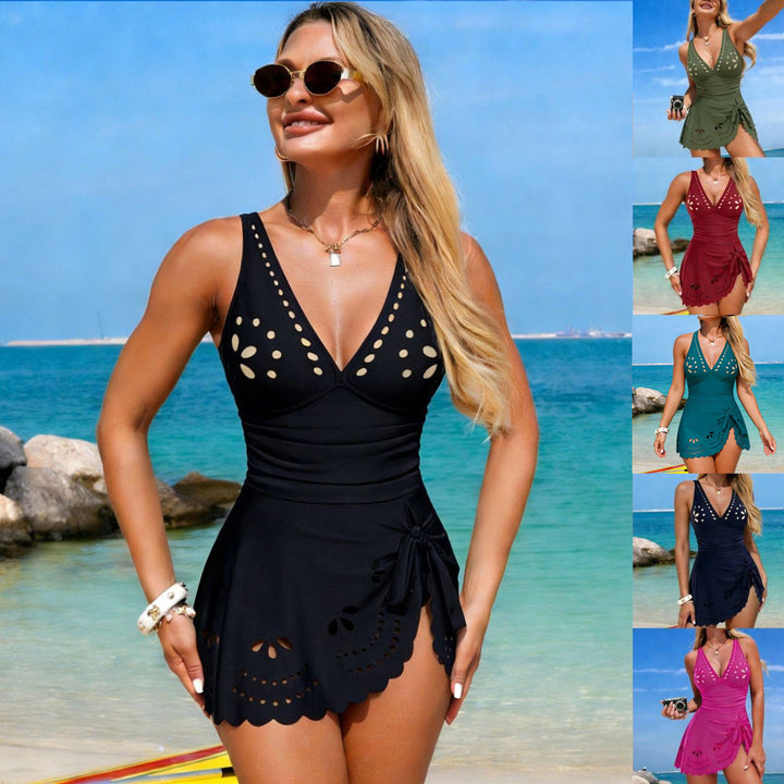 Women's Swimsuit with Fashionable Cut-Outs and Cute Wrap Design EB