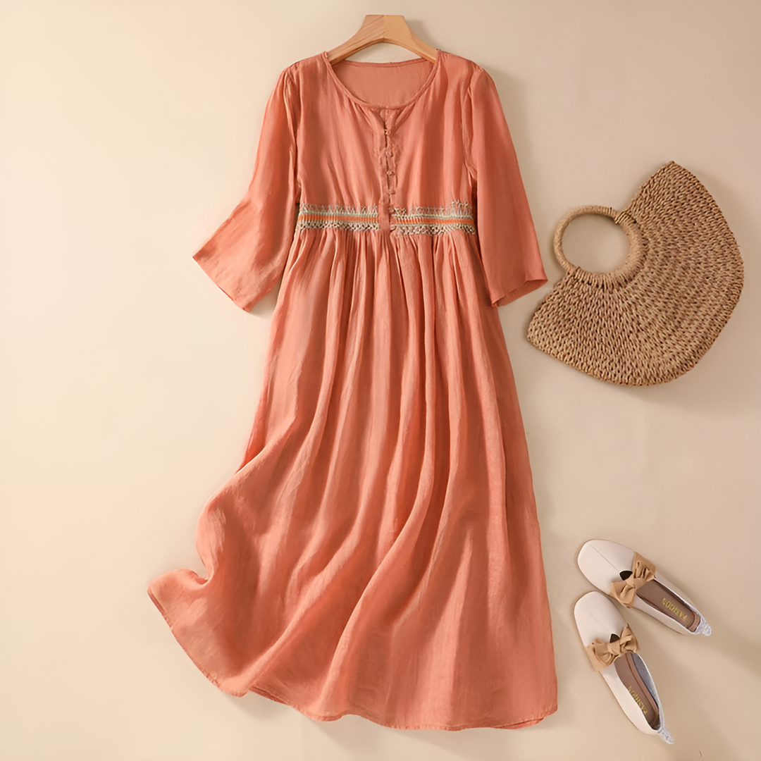 Lina Embroidered Dress - Elena Harper
