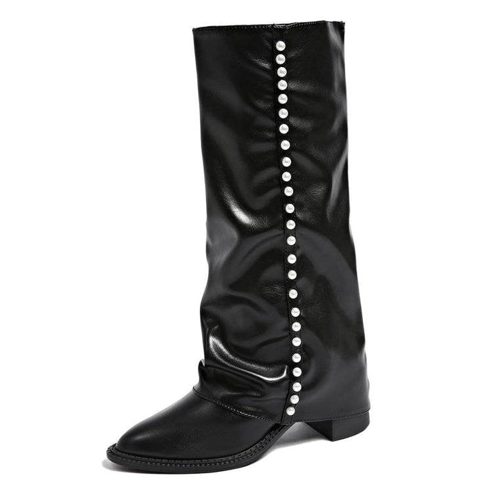 Women's Boots with Pearl Decoration and Non-Slip Sole