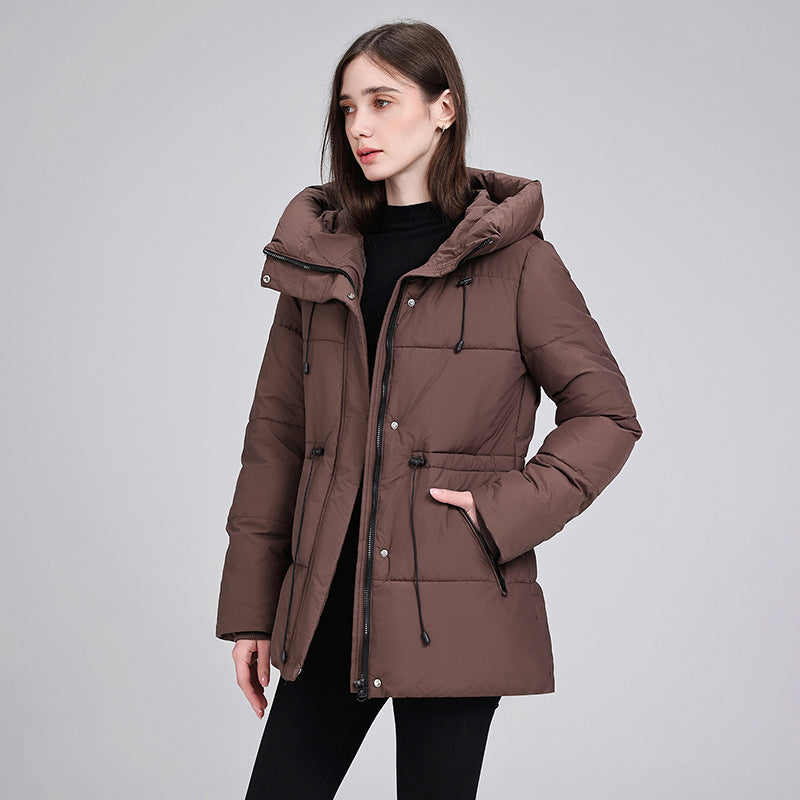 Women's Padded Hooded Parka with Adjustable Drawstring and Ribbed Cuffs