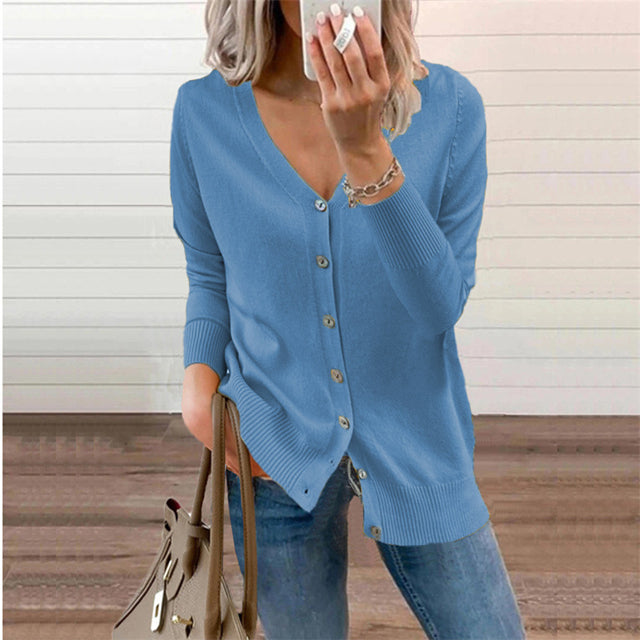 Casual Knitted Cardigan in Solid Color