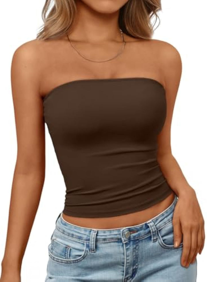 Women's Bandeau Top Made of Stretch Material with Figure-Hugging Cut EB