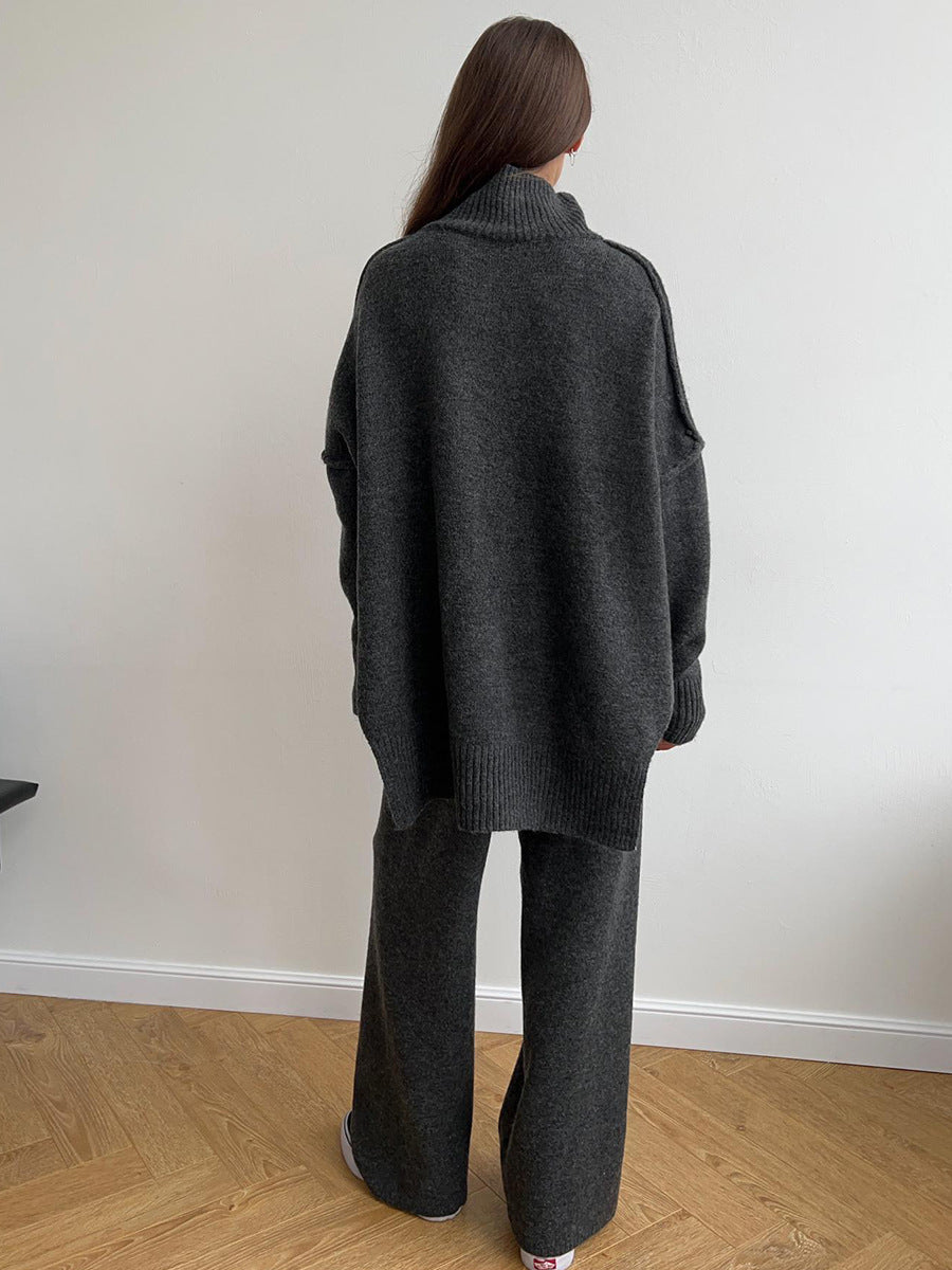 Women's Knitted Roll-Neck Jumper Set
