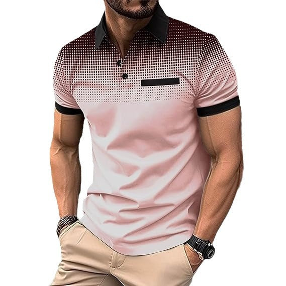Men's Gradient Polo Shirt: Stylish Short-Sleeve Design for Versatile Wear