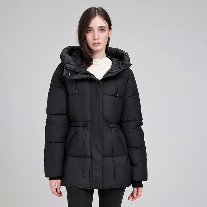 Women's Padded Hooded Parka with Adjustable Drawstring and Ribbed Cuffs