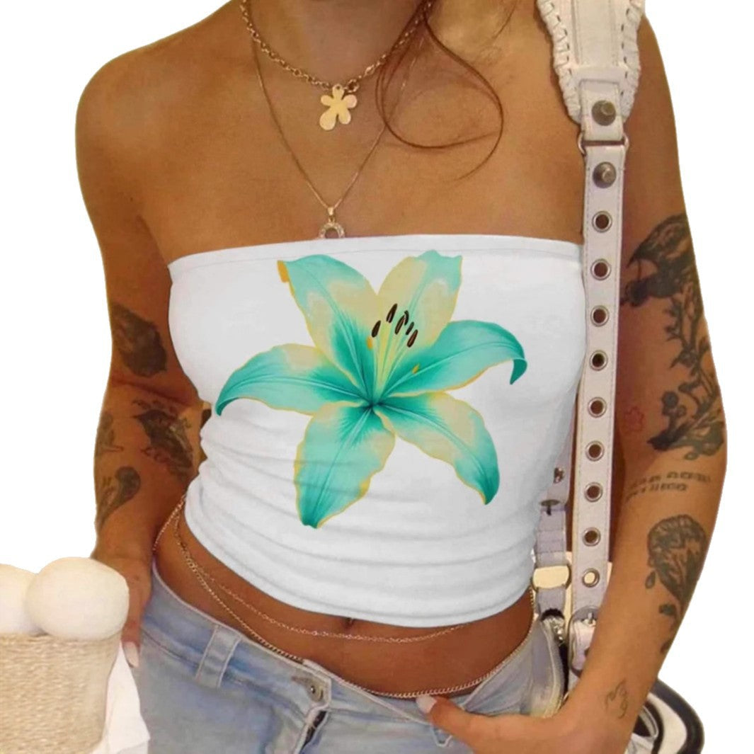 Women's Bandeau Top with Floral Design EB