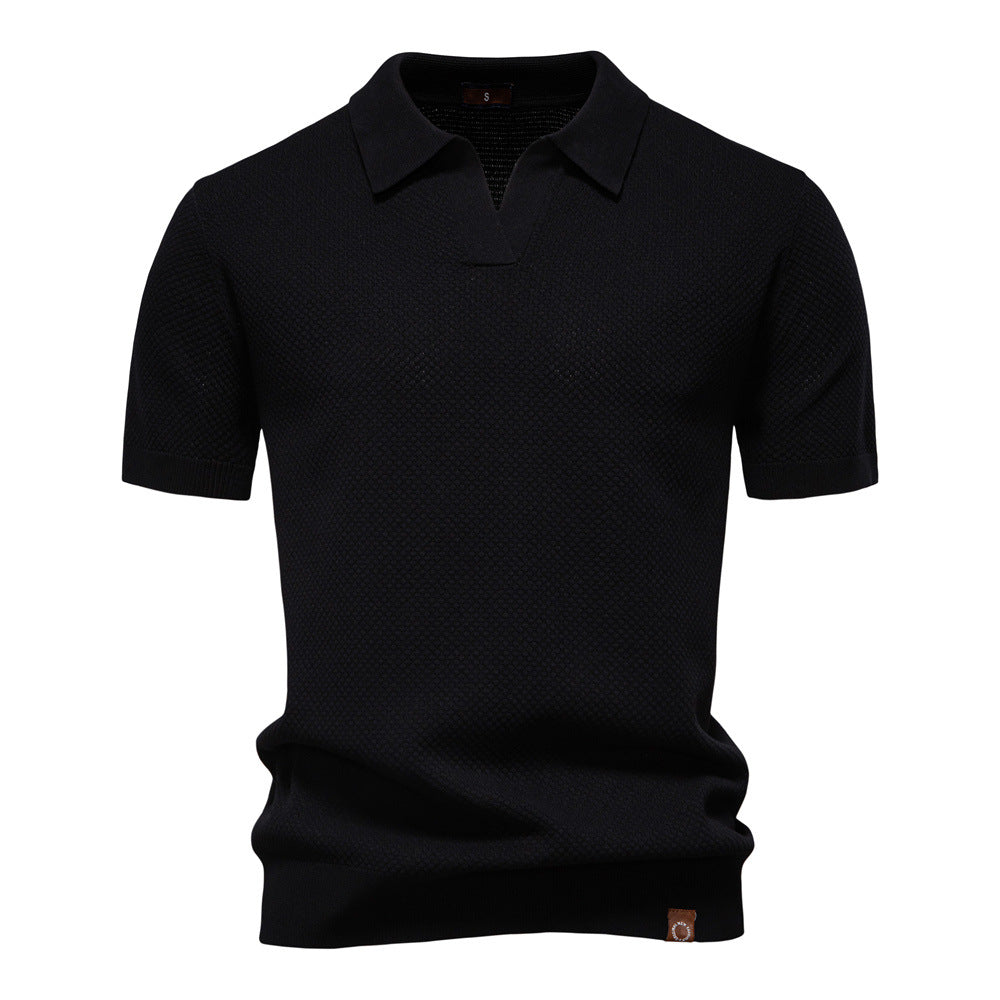 Men's Structured Polo with Modern Open Collar