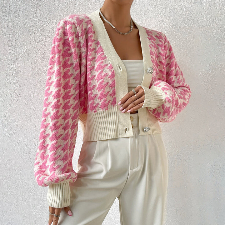 Violet Women's Cropped V-Neck Cardigan - Elena Harper