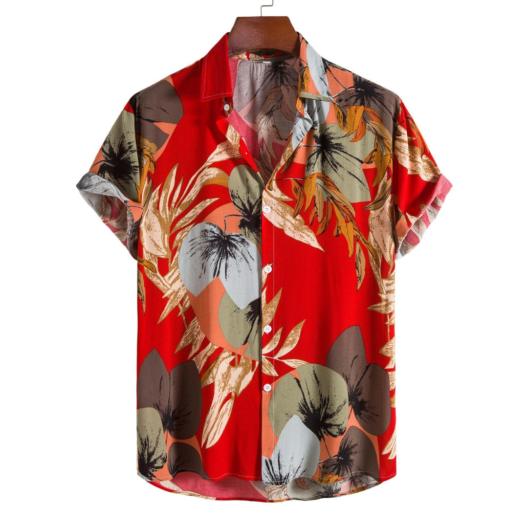 Men's Floral Pattern Short Sleeve Shirt - Stylish & Relaxed Fit