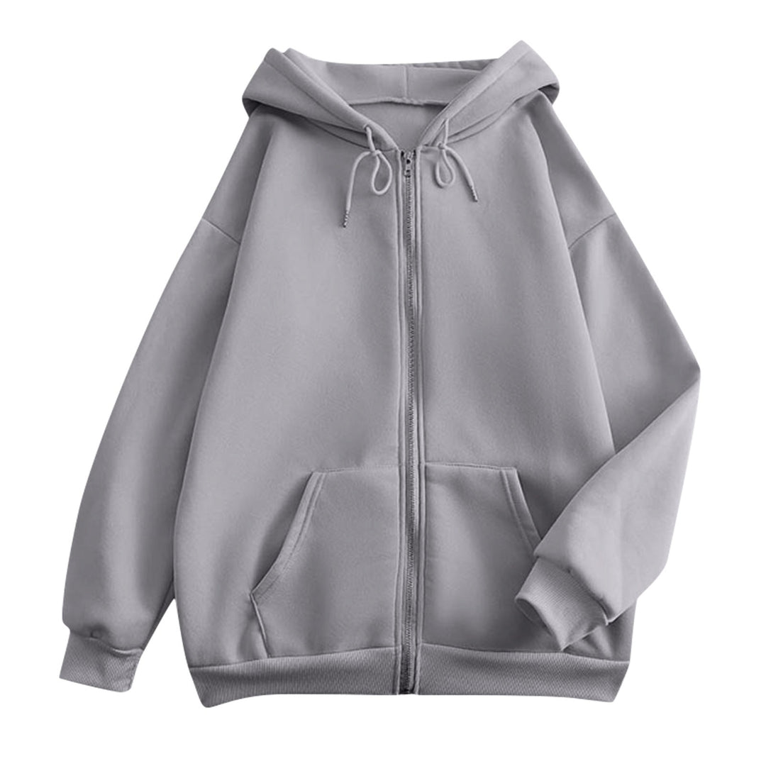 Women's Wide Zip Hoodie with Kangaroo Pockets and Ribbed Cuffs