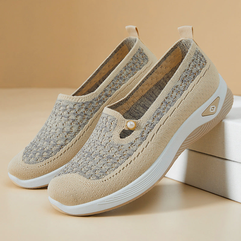 Women's Comfortable and Breathable Slip-On Sneakers with Fashionable Knit Look EB