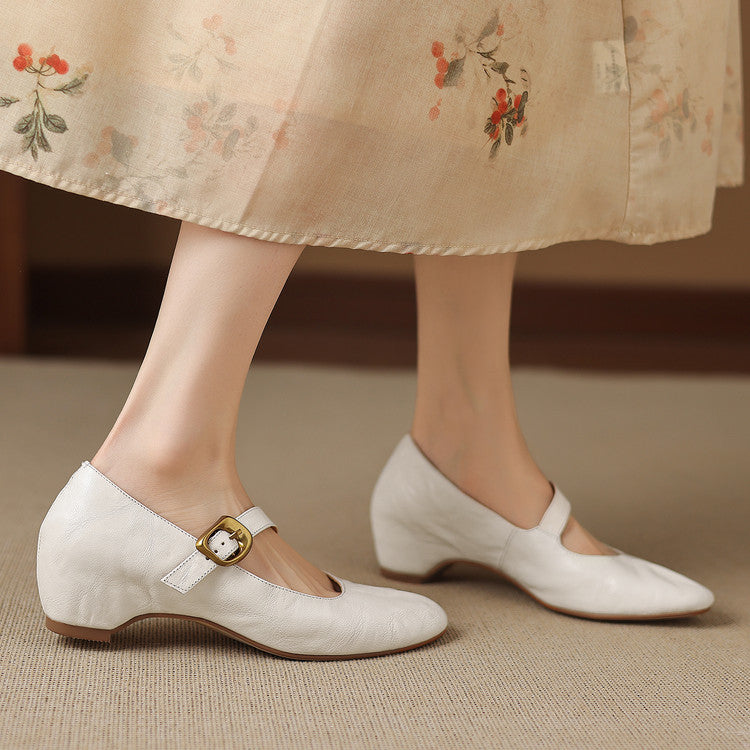 Women's Round Toe Vegan Leather Mary Jane Flats – Quira