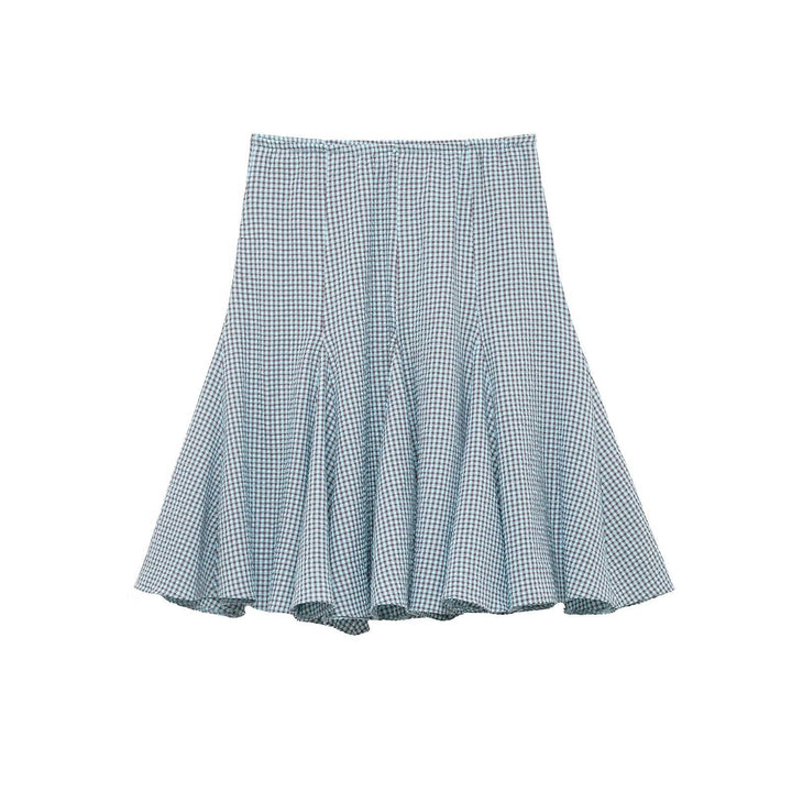 Women's Flared Gingham Skirt with Pleats EB
