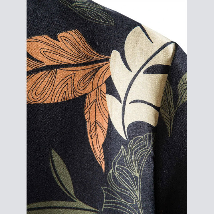 Men's Floral Print Short-Sleeve Casual Shirt