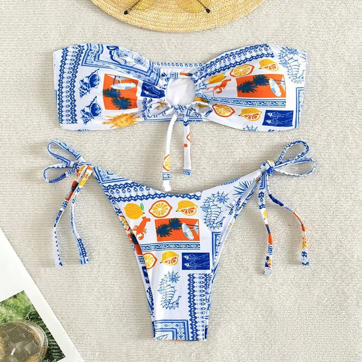 Women's Bandeau Bikini with Playful Pattern EB