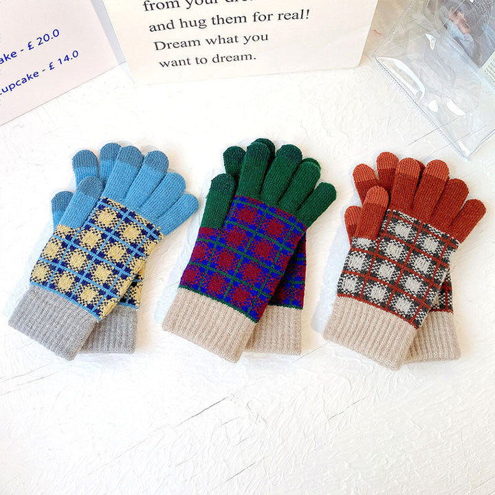 Vintage Plaid Warm Gloves