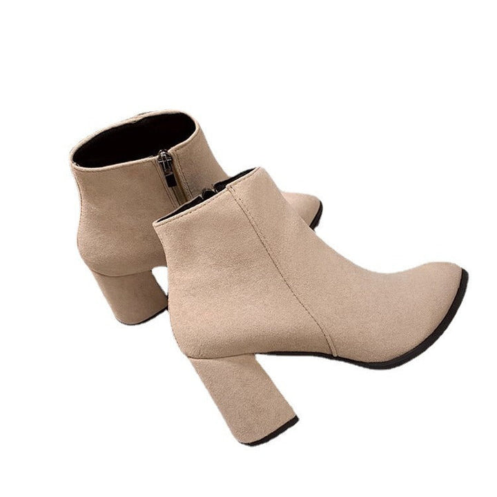 Women’s Ankle Boots with Block Heel and Zipper