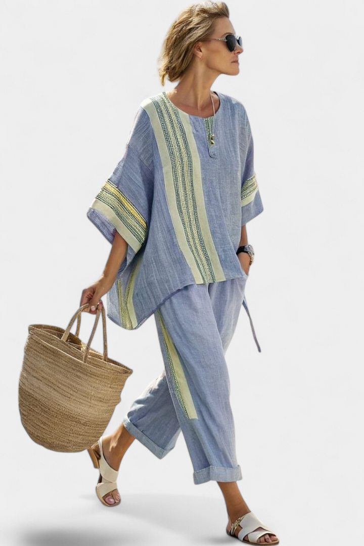 Daniela Lavender Striped Trouser Set - Elena Harper