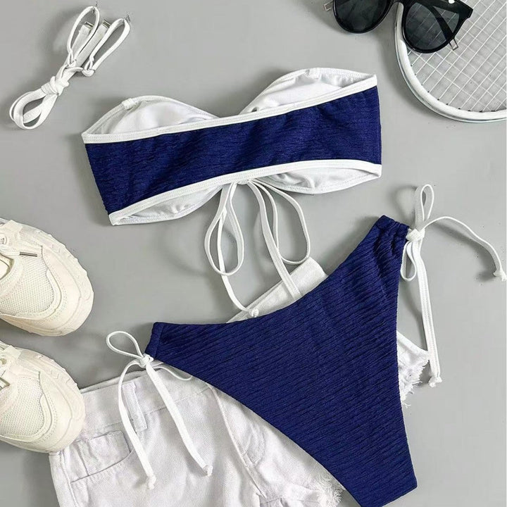 Women's Bandeau Bikini with Playful Ruching Elements EB