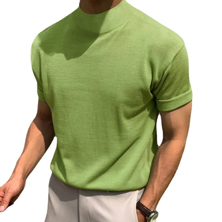 Men's High Collar Short Sleeve T-Shirt for Effortless Style