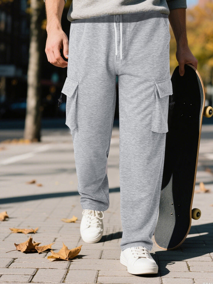 Men's Cargo Jogging Pants with Elastic Waistband and Side Pockets
