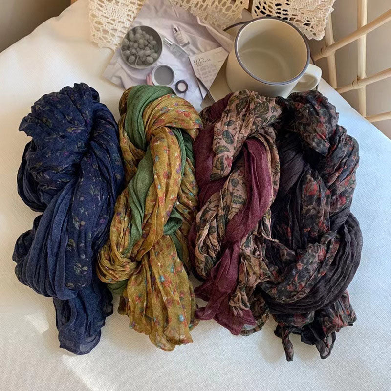 Vintage Floral Print Scarf