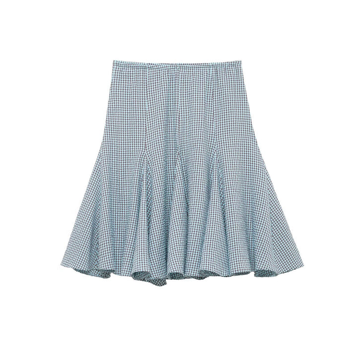 Women's Flared Gingham Skirt with Pleats EB