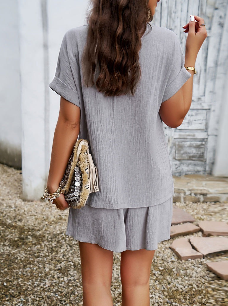 Amanda - Two-piece short-sleeve top and shorts set