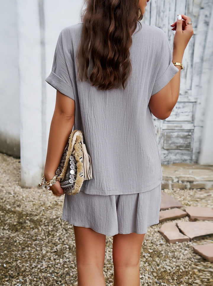 Amanda - Two-piece short-sleeve top and shorts set