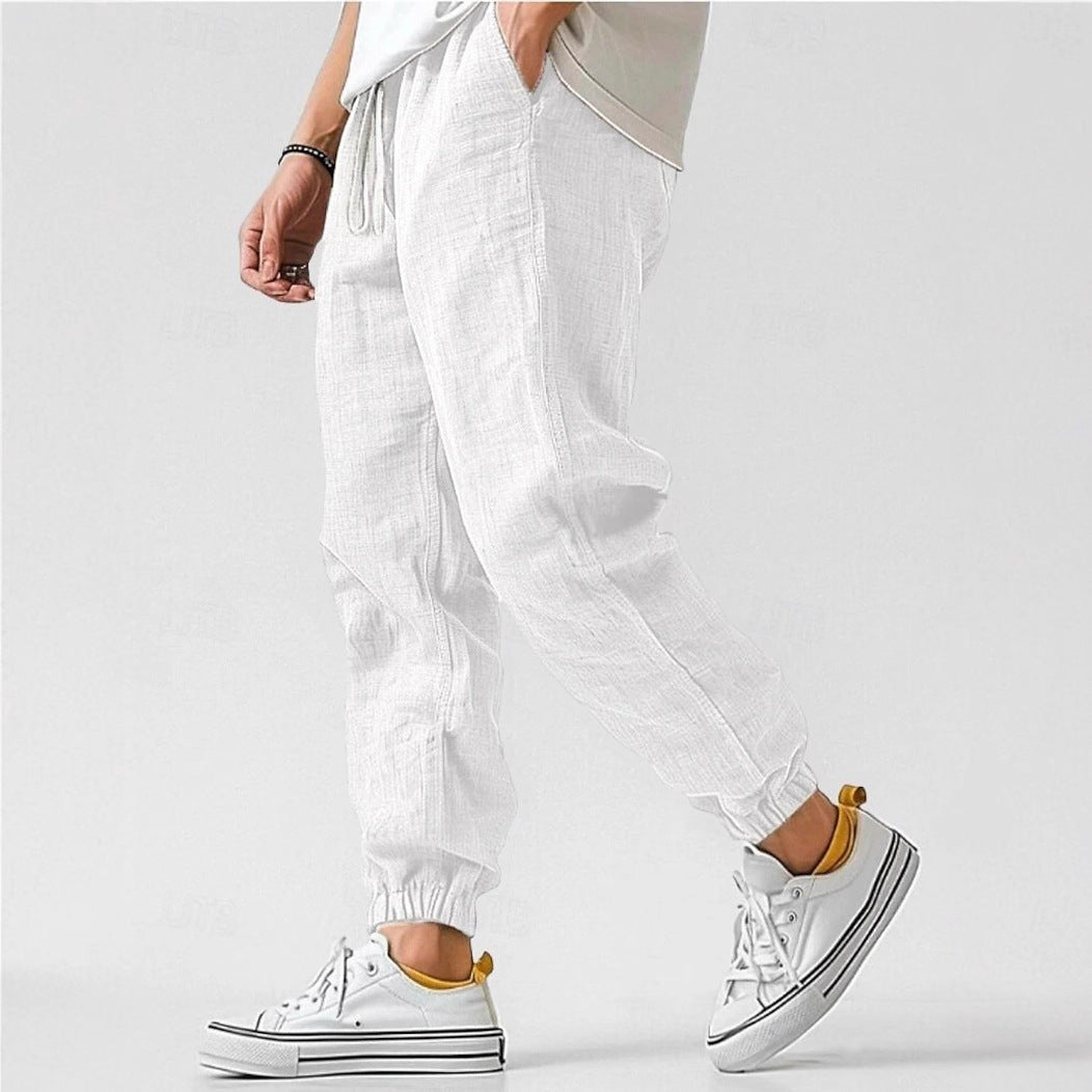 Men's Relaxed Fit Casual Pants with Elastic Waist & Pockets