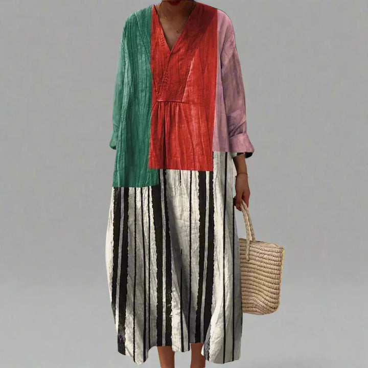 Women's Dress with Geometric Pattern, Loose Fit, Lightweight Fabric for Daily Use