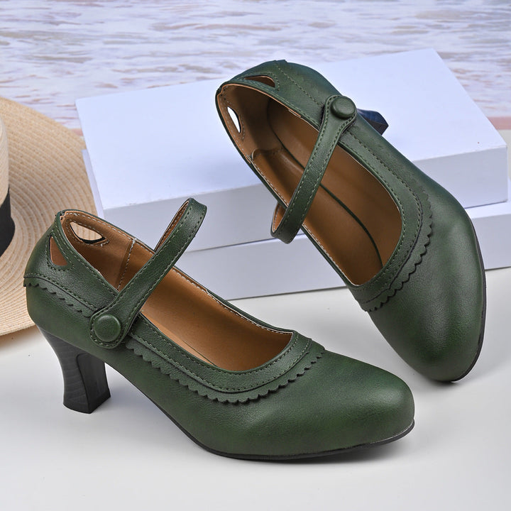 Women's Heeled Shoes with Adjustable Strap and Elegant Buckle EB