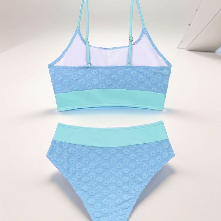 Women's High-Waisted Bikini Top with Floral Pattern EB