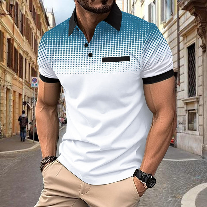 Men's Gradient Polo Shirt: Stylish Short-Sleeve Design for Versatile Wear