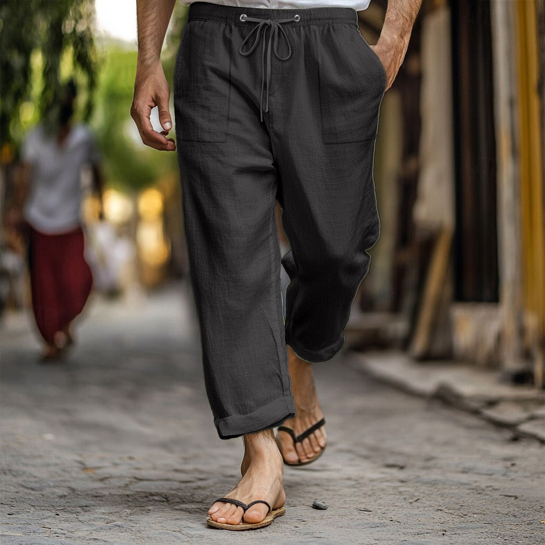 Men's Lightweight Casual Pants with Elastic Waist & Pockets